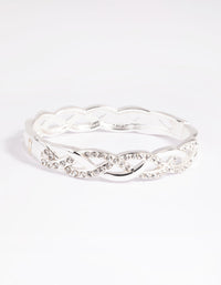 Silver Diamante Cross Over Clamp Bracelet - link has visual effect only