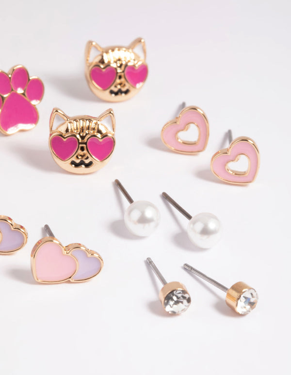 Kids Love Cat Stud Earring Pack