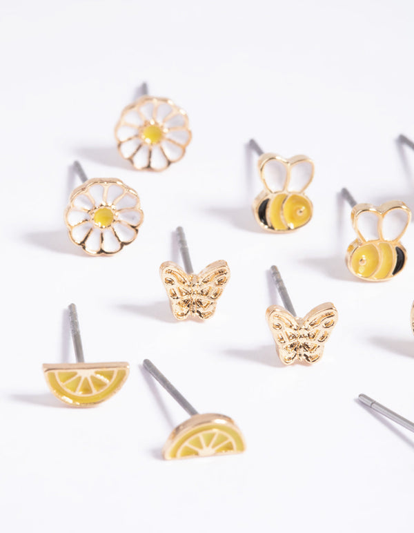 Kids Lemon Bee Stud Earring Pack