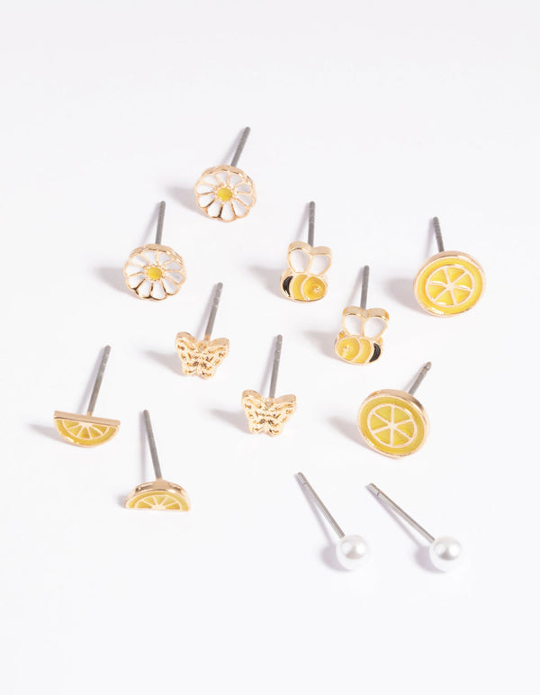 Kids Lemon Bee Stud Earring Pack
