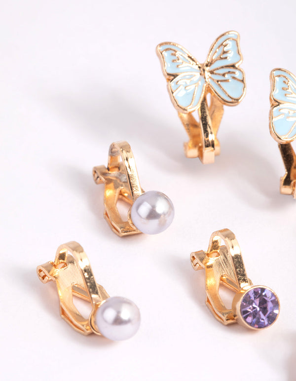 Kids Pretty Bow Clip On Earring Pack