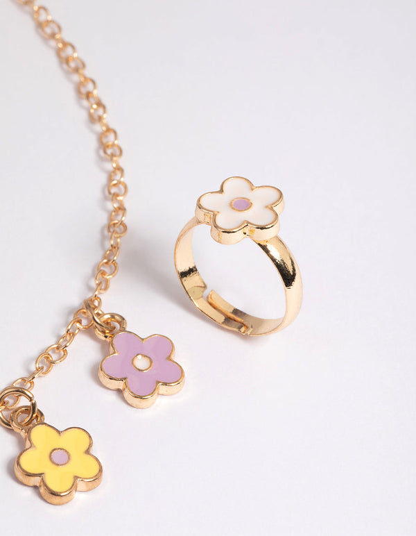 Kids Pastel Daisy Necklace and Ring Pack