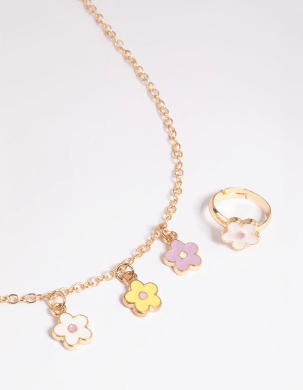 Kids Pastel Daisy Necklace and Ring Pack