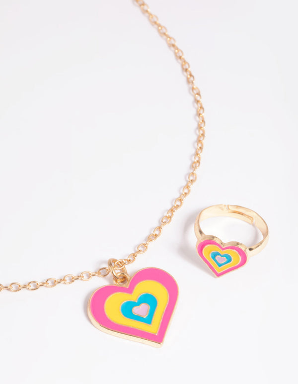 Kids Bright Heart Necklace and Ring Pack