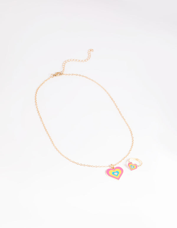 Kids Bright Heart Necklace and Ring Pack