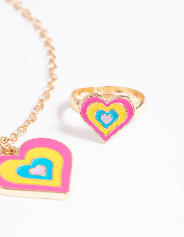 Kids Bright Heart Necklace and Ring Pack