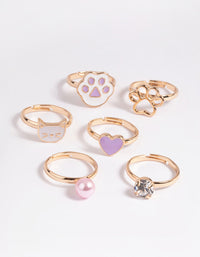 Kids Purple Cat Paw Ring Pack - link has visual effect only