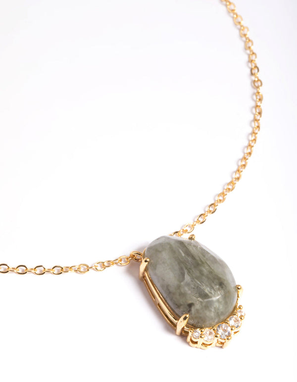 Vergulde labradoriet ketting