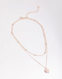 Rose Gold Plated Cubic Zirconia and Quartz Layered Necklace - link has visual effect only