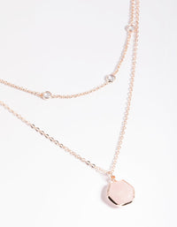 Rose Gold Plated Cubic Zirconia and Quartz Layered Necklace - link has visual effect only