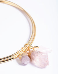 Vergulde armband met rozenkwarts bedel - link has visual effect only