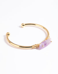 Vergulde amethist manchet armband - link has visual effect only
