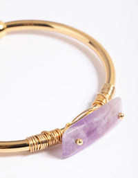 Vergulde amethist manchet armband - link has visual effect only