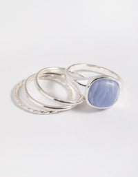 Silver Plated Blue Lace Agate Ring Stack Pack - link has visual effect only
