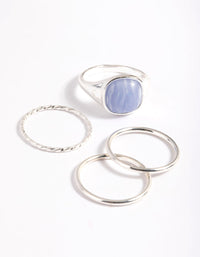Silver Plated Blue Lace Agate Ring Stack Pack - link has visual effect only