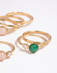 Gold Plated Cubic Zirconia and Semi Precious Stone Ring Stack Pack - link has visual effect only