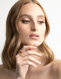 Gold Plated Rose Quartz and Cubic Zirconia Ring Stack Pack - link has visual effect only