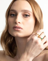 Gold Plated Cubic Zirconia and Semi Precious Stone Ring Stack Pack - link has visual effect only