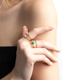 Gold Plated Cubic Zirconia and Semi Precious Stone Ring Stack Pack - link has visual effect only