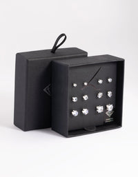 Rhodium Diamond Simulant Stud Earring Pack - link has visual effect only