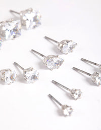 Rhodium Diamond Simulant Stud Earring Pack - link has visual effect only