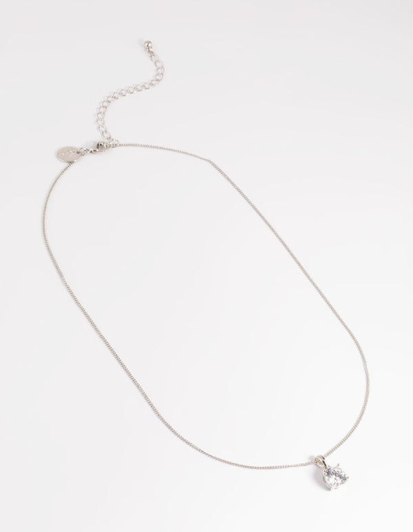 Rhodium Diamond Simulant Cubic Zirconia Necklace
