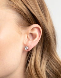 Rhodium Diamond Simulant Square Necklace and Earrings Set - link has visual effect only