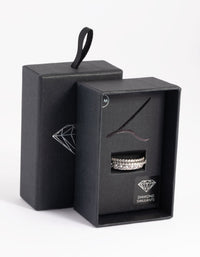 Rhodium Diamond Simulant Baguette Ring Pack - link has visual effect only
