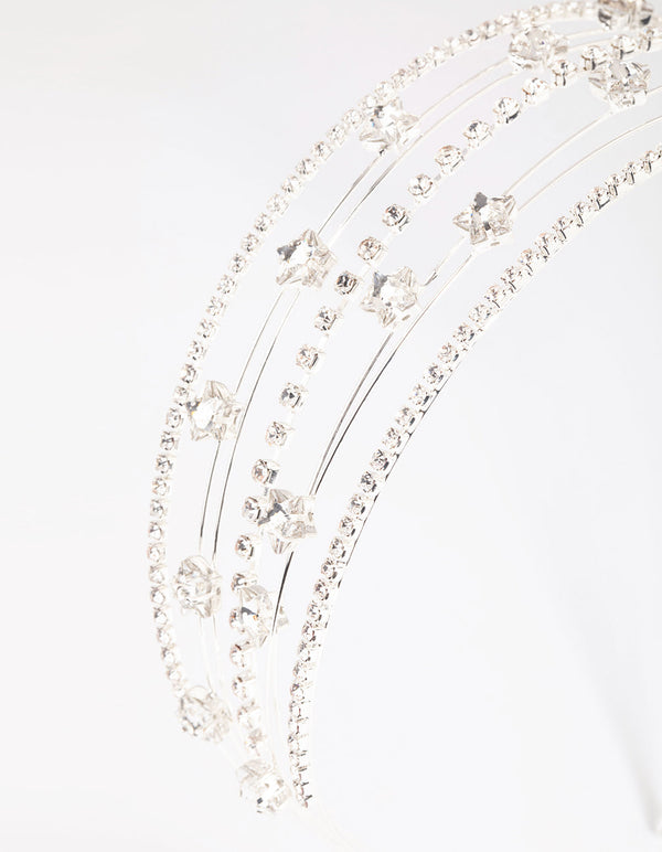 Silver Diamante Star Headband