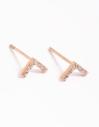 Rose Gold Plated Cubic Zirconia Pave Stud Earrings - link has visual effect only