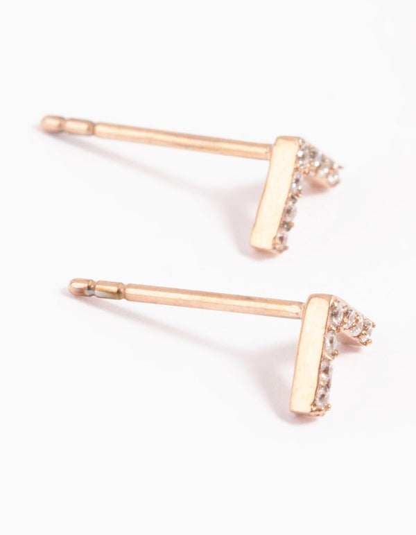 Rose Gold Plated Cubic Zirconia Pave Stud Earrings
