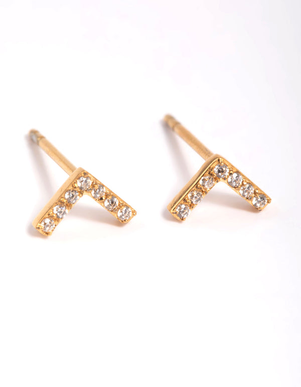 Gold Plated Surgical Steel Pave Stud Earrings
