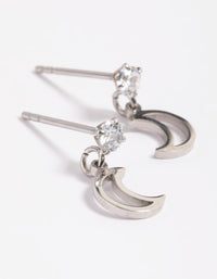 Gold Plated Surgical Steel Cubic Zirconia Moon Drop Earrings - link has visual effect only