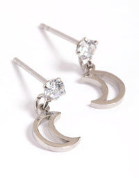 Gold Plated Surgical Steel Cubic Zirconia Moon Drop Earrings - link has visual effect only