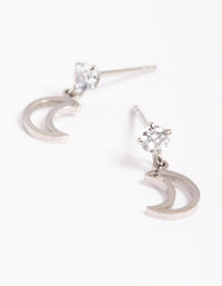 Gold Plated Surgical Steel Cubic Zirconia Moon Drop Earrings - link has visual effect only