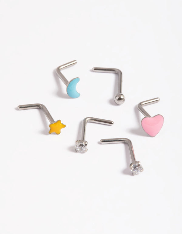 Surgical Steel Motif Nose Stud Pack