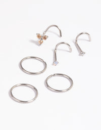 Surgical Steel Diamante Nose Stud Pack - link has visual effect only