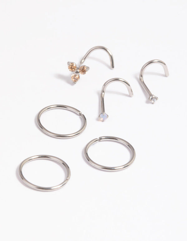 Surgical Steel Diamante Nose Stud Pack