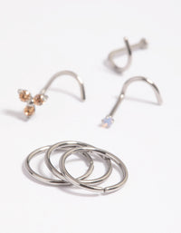 Surgical Steel Diamante Nose Stud Pack - link has visual effect only