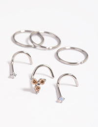Surgical Steel Diamante Nose Stud Pack - link has visual effect only