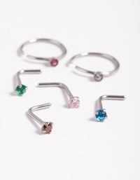 Surgical Steel Rainbow Nose Stud Pack - link has visual effect only