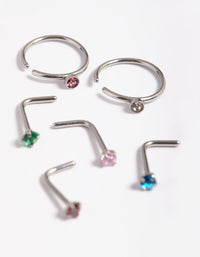 Surgical Steel Rainbow Nose Stud Pack - link has visual effect only