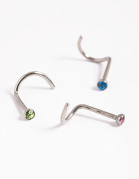 Titanium Simple and Clear Nose Stud Pack - link has visual effect only