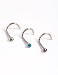 Titanium Simple and Clear Nose Stud Pack - link has visual effect only