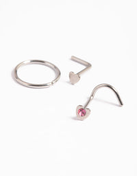Titanium Hearts Nose Stud Pack - link has visual effect only