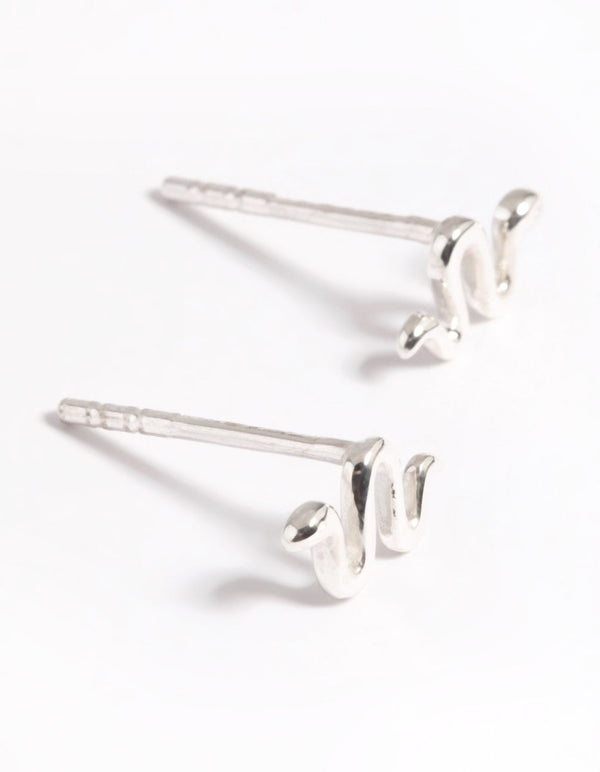 纯银蛇形耳钉