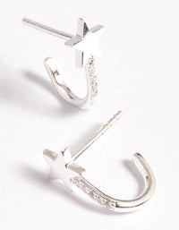Sterling Silver Cubic Zirconia Star Huggie Hoop Earrings - link has visual effect only