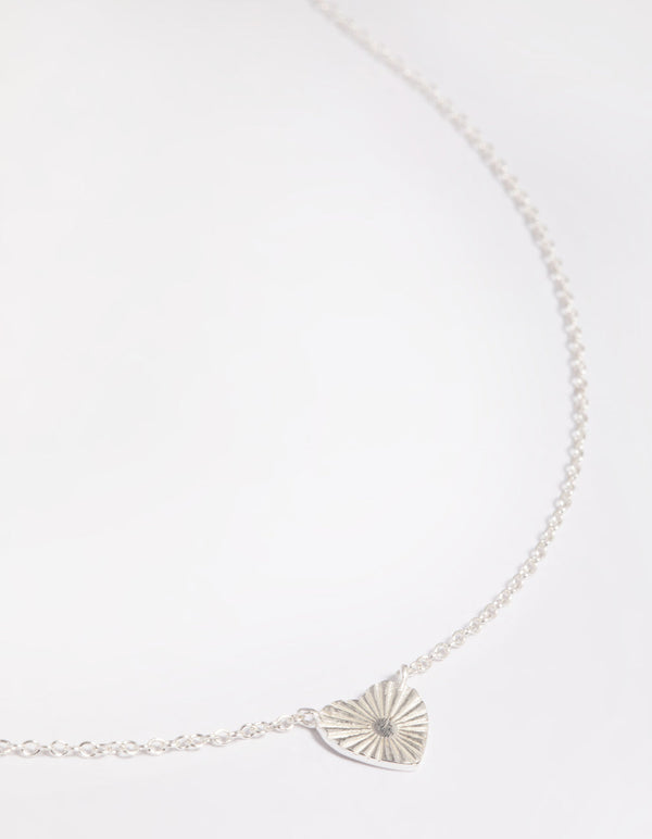 Sterling Silver Fan Heart Necklace