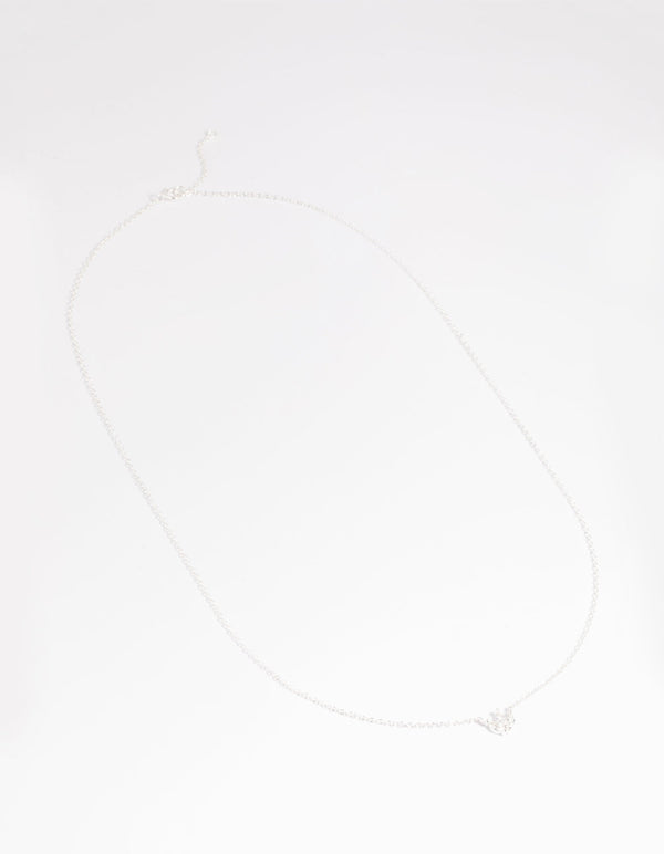 Sterling Silver Cubic Zirconia Lily Pendant Necklace
