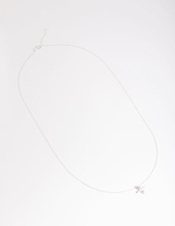 Sterling Silver Cubic Zirconia Marquise Cross Necklace